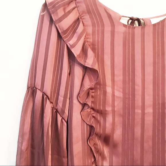 Lush Boutique Mauve Purple Ruffle Stripe Blouse - Picture 6 of 7